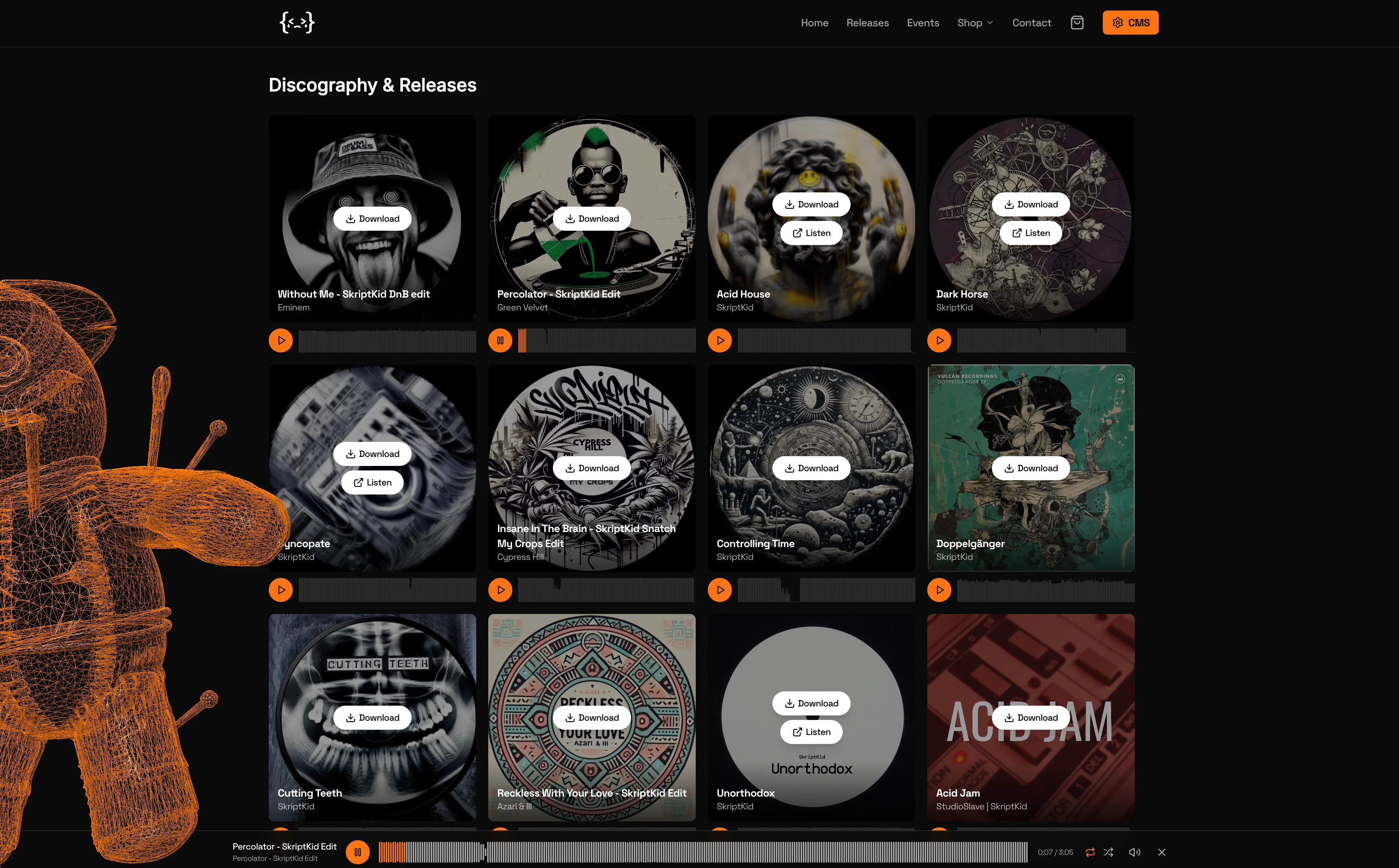 A live artist website built on SoundOps